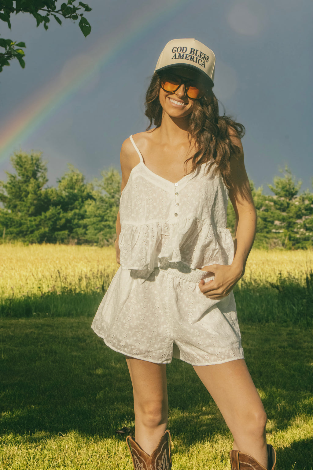 White Eyelet Matching Set