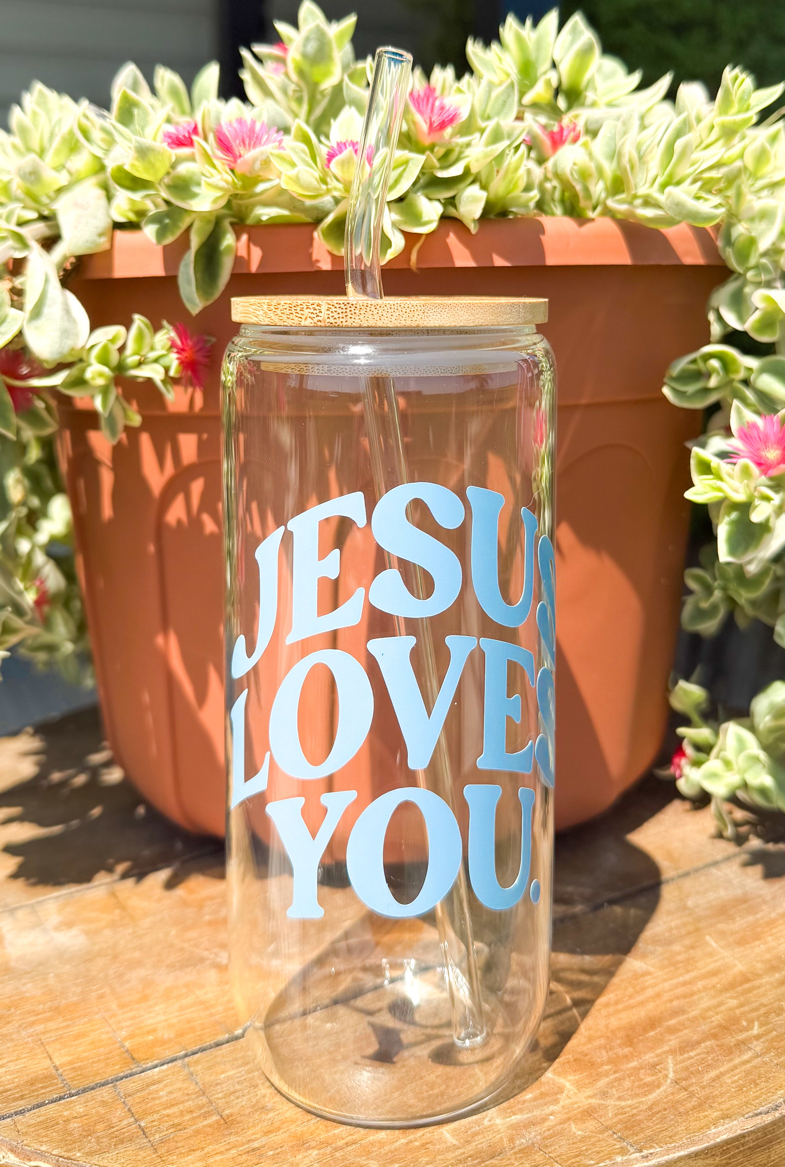Jesus Loves You 20oz Glass Cup
